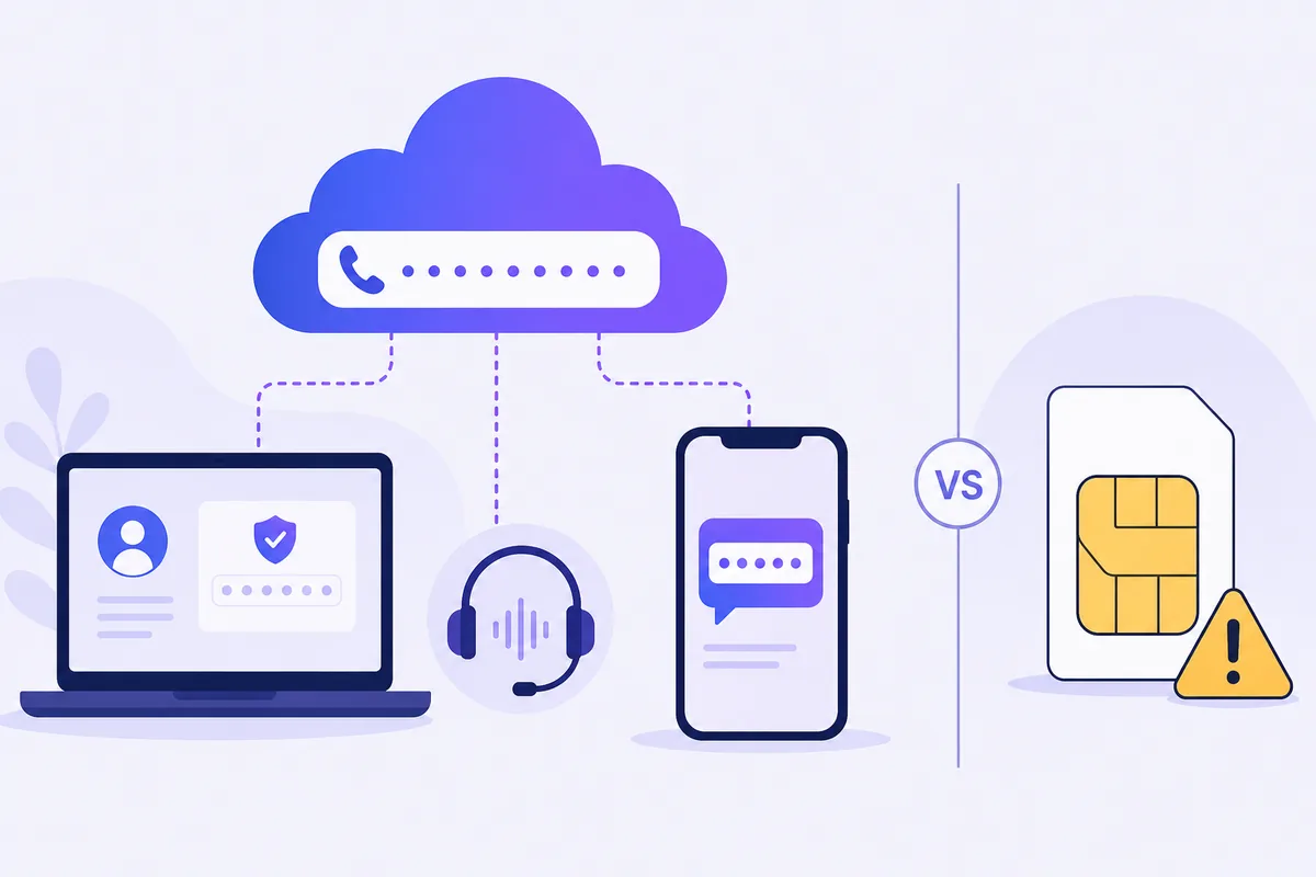 VoIP 云号码收码,与被标记的 SIM 卡形成对比